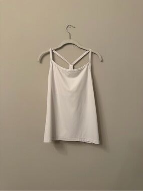 Lululemon Power Y Tank White Built-In Shelf Bra Yoga Athletic